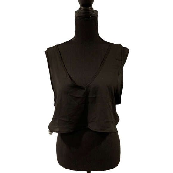 Bluebella Cropped V-neck Tank Top Large Black - Picture 1 of 8